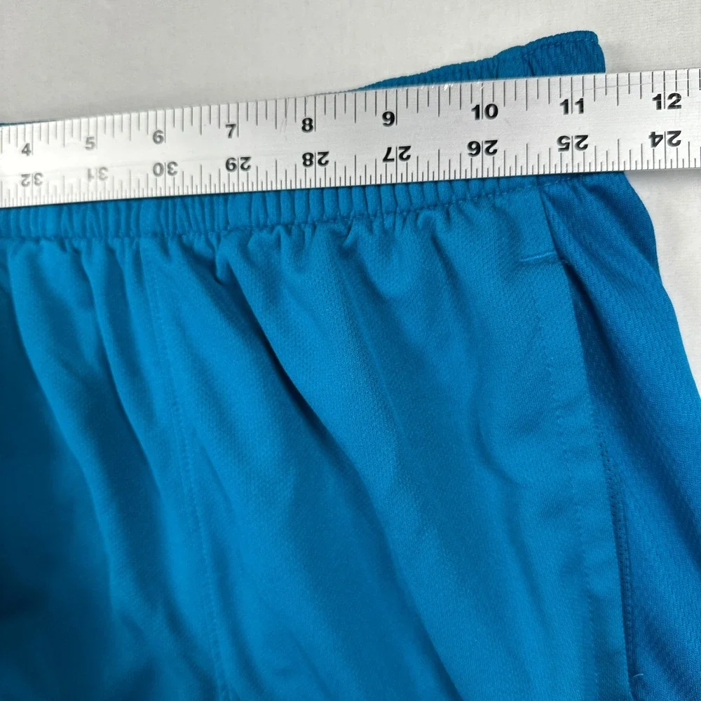 Nike Dri-FIT Shorts Large Teal Blue Neon Yellow Graphic Athletic Basketball Kids